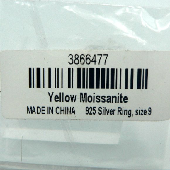 Sz 9 Genuine Yellow Moissanite (VS) Halo Ring - Picture 6 of 6